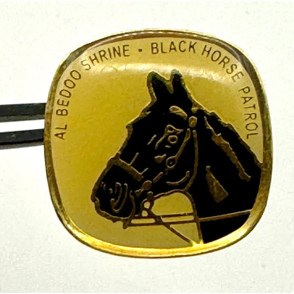 Al Bedoo Shrine Black Horse Patrol Pin Vintage Fraternal Historic Collectible